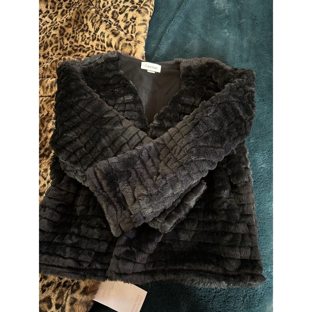 Calvin Klein Faux Fur Jacket Coat Bolero